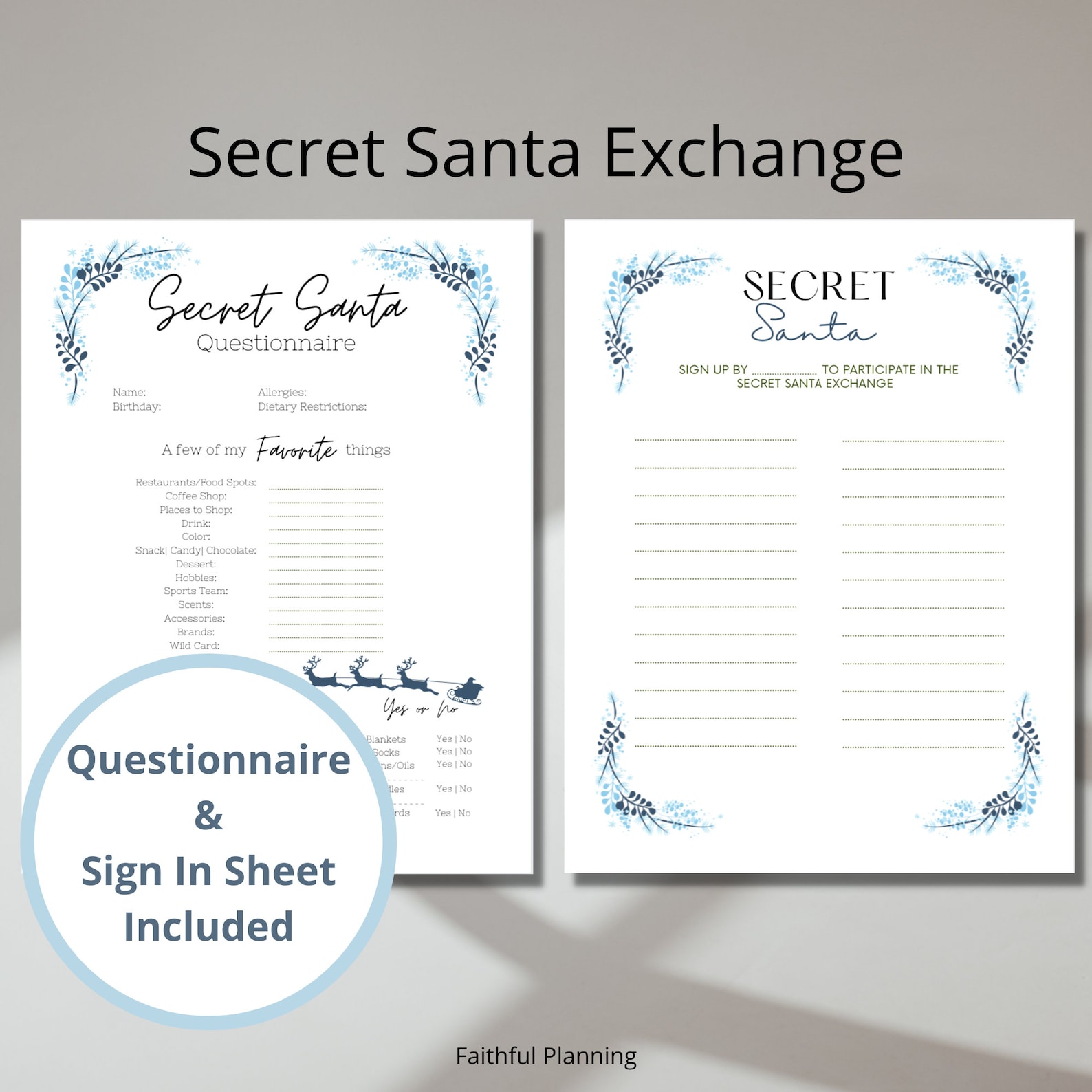 Gift Exchange Questionnaire Free Printable