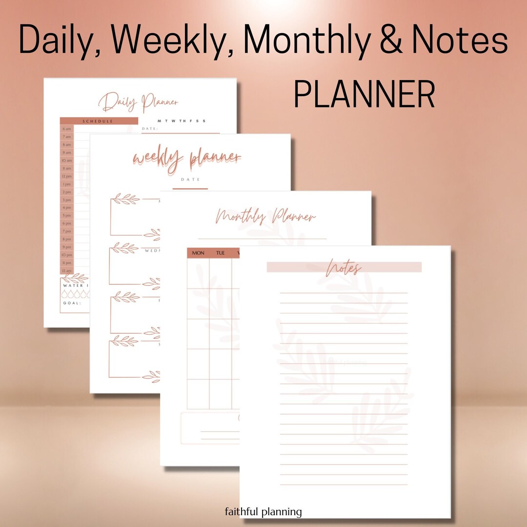 Printable Daily Weekly Monthly Planner Bundle (PDF) - Etsy