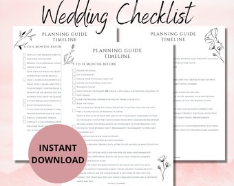Wedding Planning Checklist, Wedding Checklist Timeline, Wedding Printable, Wedding Checklist Printable, Wedding Planning, Bride to Be Gift