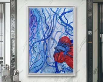 Tanz des Wassers 70x100 cm Gemälde auf Leinwand, Original,  Abstraktes Bild, Abstrakte Kunst, einzigartig, zeitgenössische Malerei, Acryl