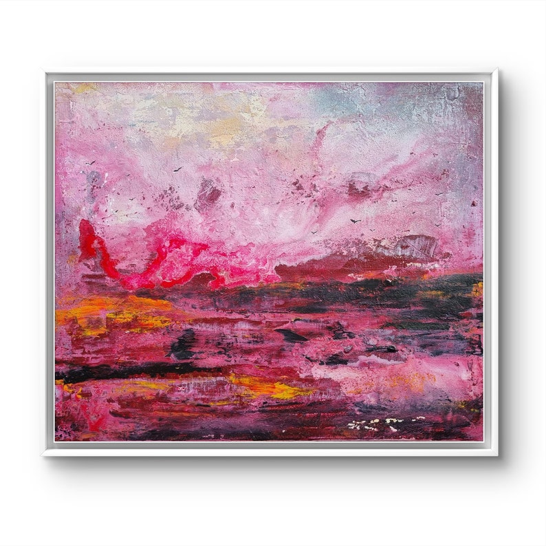 Fiery Sunset 50x60cm Gemälde auf Leinwand, Original, Abstraktes Bild, Abstrakte Kunst, einzigartig, Acryl Bild 1