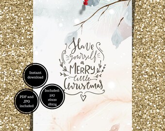 Dir selbst ein frohes kleines Weihnachtsfest | digitaler download Weihnachtskarte | Sofort-Download