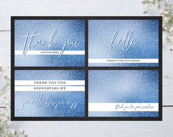 Blaue Dankeskarte, Sparkle Small Business Dankeschön Karte, druckbare Dankeschön Beipackzettel, Geschäft Dankeschön