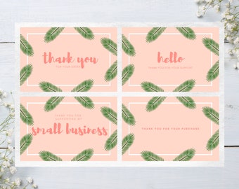 Rosa Dankeskarte, Sparkle Small Business Dankeschön Karte, druckbare Dankeschön Packungsbeilage, Tropical Business Dankeschön