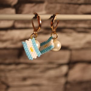 Flag of Argentina pearl earrings
