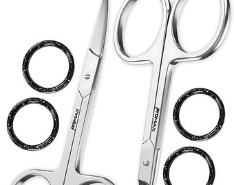 Stainless Steel Facial Hair Scissors: Rounded Safety Tip Grooming