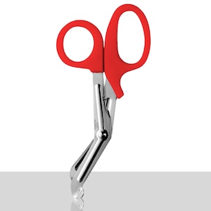 Red Handle Silver Blades 5.5&quot; Trauma Shears ER Nurses, Paramedics, Firefighters, Essential Workers, Fabric, Thank You Gift, Stainless Steel