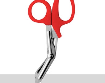 Red Handle Trauma Shears: Stainless Steel EMT Medical Scissors