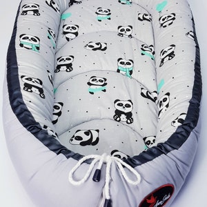 Baby nest pod cocoon XL SIZE 0-12 months  HIGH QUALITY white stars on grey 