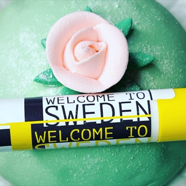 Prinsesstårta (Pastel de Princesa) Bálsamo labial con sello de pasaporte de Suecia. EDICIÓN LIMITADA. Bálsamo labial sueco Princess Cake