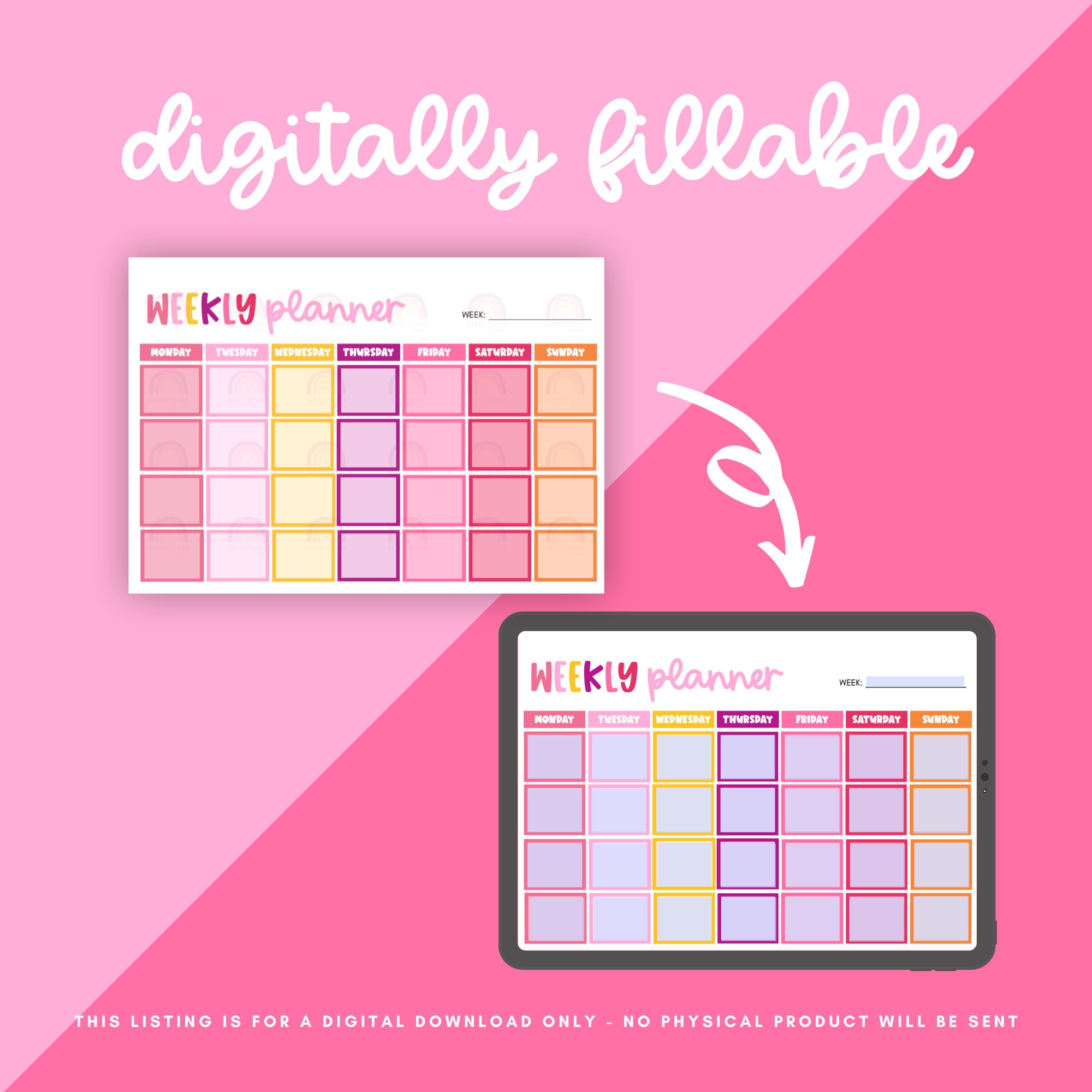 Weekly Planner Printable Template Digital Planner PDF Daily - Etsy