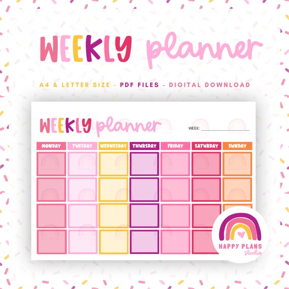 Weekly Planner Printable Template Digital Planner PDF Daily - Etsy