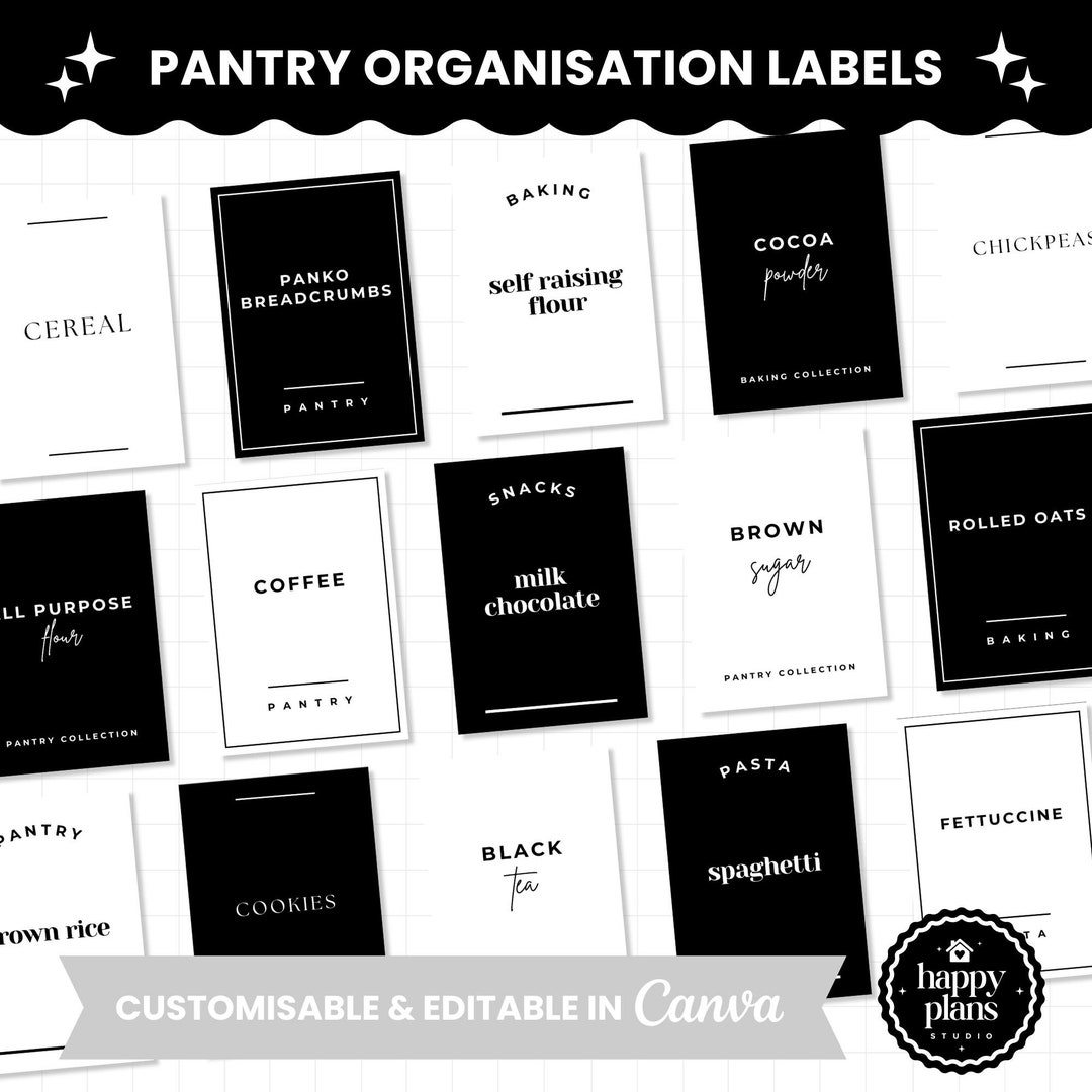 Customisable Pantry Organisation Labels | Editable Canva Template ...