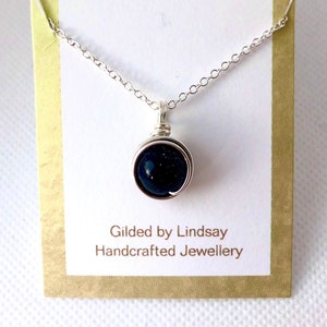 Blue Goldstone necklace | Silver, gold, rose plated Pendant |  Wiccan| Crystal healing| Gift