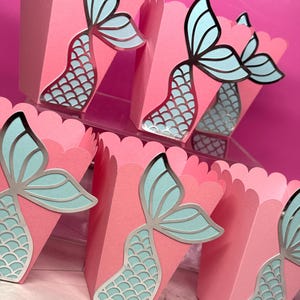 Mermaid Themed Party Popcorn Boxes For Kids - Under the sea birthday party favors - Mermaid birthday - Snack Box