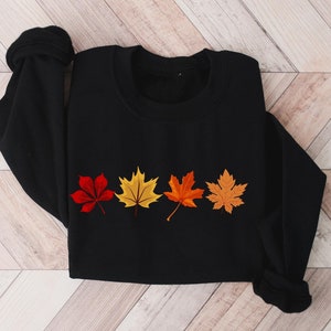 Autumn Fall Maple Leaves Crewneck Sweatshirt, Cottagecore Autumn Fall Leaves Sweater, Fall Sweatshirt Women, Fall Shirts, Botanical Shirt