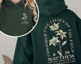 Boho Christian Hoodie Sweatshirt Wildflower Hoodie Christian Merch Christian Streetwear Christian Clothes Dark Academia Christian Apparel