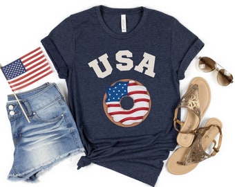 Celebrating Freedom on the 4th of July Shirt, Freedom Shirt, Independence Day Shirt, Patriotic Shirt, USA Shirt, Donut American Flag Shirt