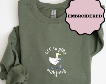 Sudadera de Mahjong, camisa de Mahjong bordada, regalos de Mahjong, camisa de Mahjong Goose