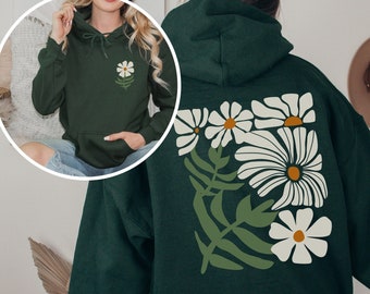 Boho Flower Hoodie Sweatshirt Wildflower Hoodie Wavy Flowers Hoodie Boho Wildflowers Hoodie Brown Hoodie Daisy Floral Shirt Vintage Flowers