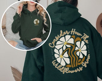 Boho Christian Hoodie Wildflower Hooded Sweatshirt Christian Merch Christian Streetwear Christian Clothes Christian Apparel Bible Verse