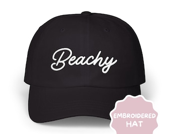Geborduurde strandhoed Just Beachy zomerhoed voor dames Strandmeisjes reishoed Strandhoed voor zomer Surfhoed Beachy geschenken Strandmeisjeshoeden Cadeau