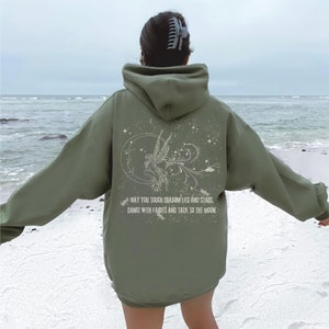 Fairy Grunge Clothing Mystical Y2K Dragonfly Hooded Sweatshirt Brown Hoodie Top, Fairycore Cottagecore Butterfly Matching Couple Hoodies Military Green