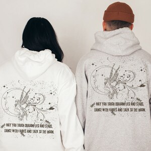 Fairy Grunge Clothing Mystical Y2K Dragonfly Hooded Sweatshirt Brown Hoodie Top, Fairycore Cottagecore Butterfly Matching Couple Hoodies image 6