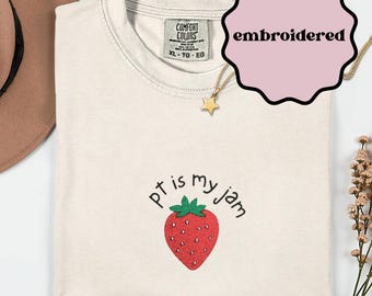 Maglietta per fisioterapia, regali per fisioterapia ricamati, maglietta regalo per fisioterapista, maglietta con fragole per fisioterapia, regali per fisioterapia, regalo di laurea per fisioterapista