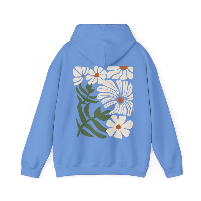 Sudadera con capucha de flores bohemias Sudadera con capucha de flores silvestres Sudadera con capucha de flores onduladas Sudadera con capucha de flores silvestres bohemias Sudadera con capucha marrón Camisa floral de margaritas Flores vintage imagen 7