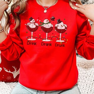 Funny Christmas Sweater Women, Funny Drunk Snowman Wine Christmas ...