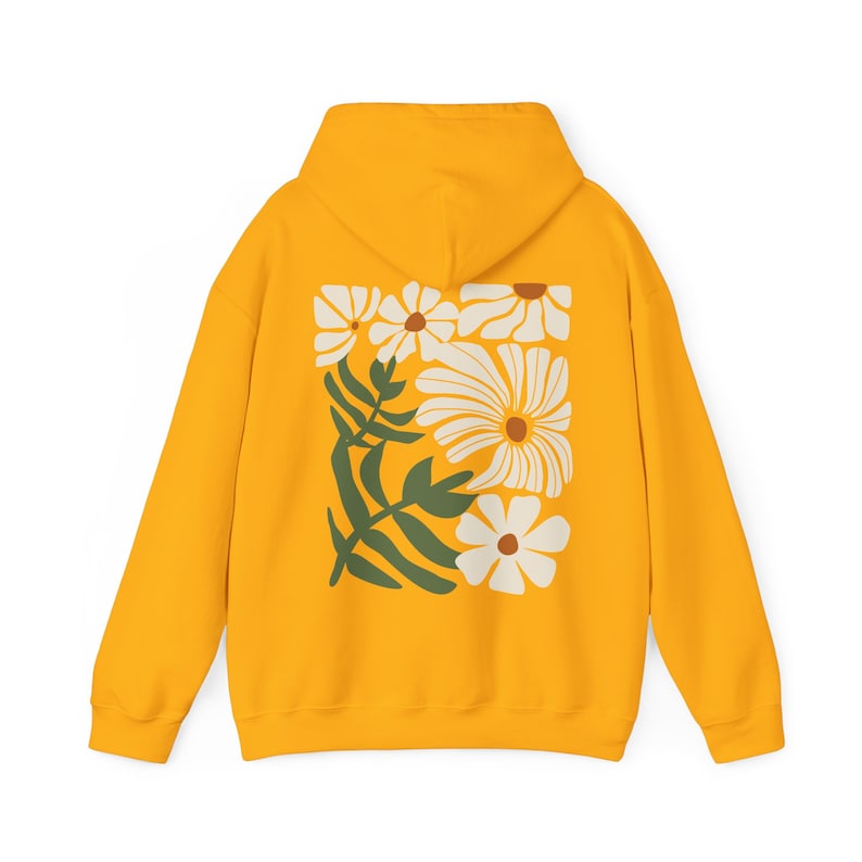 Sudadera con capucha de flores bohemias Sudadera con capucha de flores silvestres Sudadera con capucha de flores onduladas Sudadera con capucha de flores silvestres bohemias Sudadera con capucha marrón Camisa floral de margaritas Flores vintage imagen 9