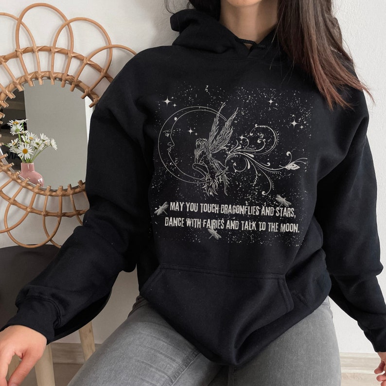 Fairy Grunge Clothing Mystical Y2K Dragonfly Hooded Sweatshirt Brown Hoodie Top, Fairycore Cottagecore Butterfly Matching Couple Hoodies image 7