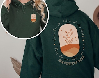 Kristen Hoodie med Vildblomma Hoodie Kristen Merch Kristen Streetwear Kristna Kläder Bibelvers Trobaserade Hoodies Gåvor