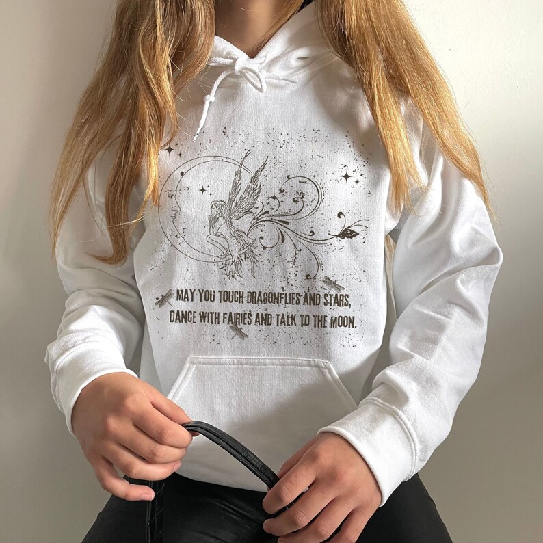 Fairy Grunge Clothing Mystical Y2K Dragonfly Hooded Sweatshirt Brown Hoodie Top, Fairycore Cottagecore Butterfly Matching Couple Hoodies image 9