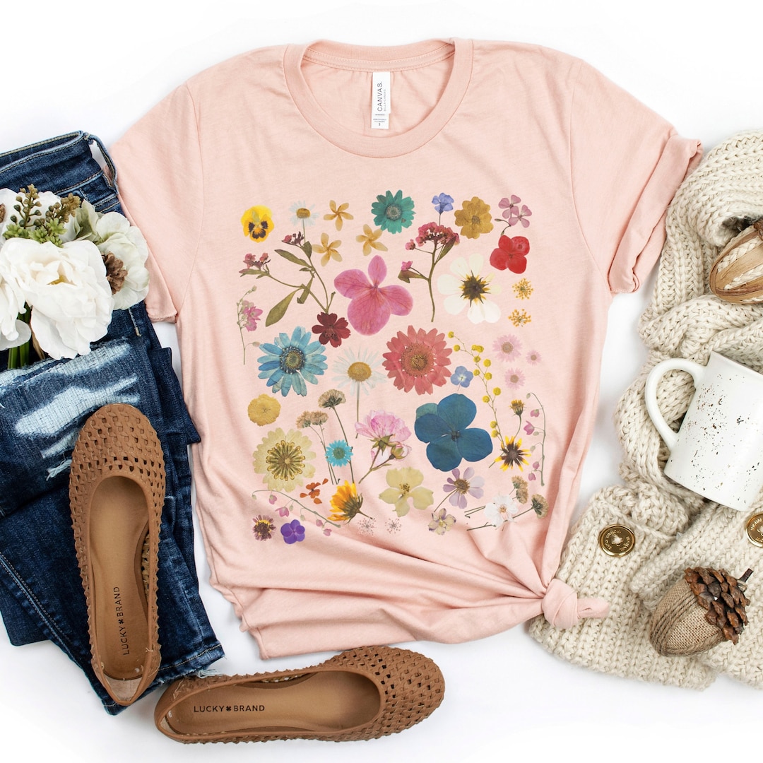 Pressed Flower Shirt Pressed Flower Art Pressed Flowers Shirt Etsy