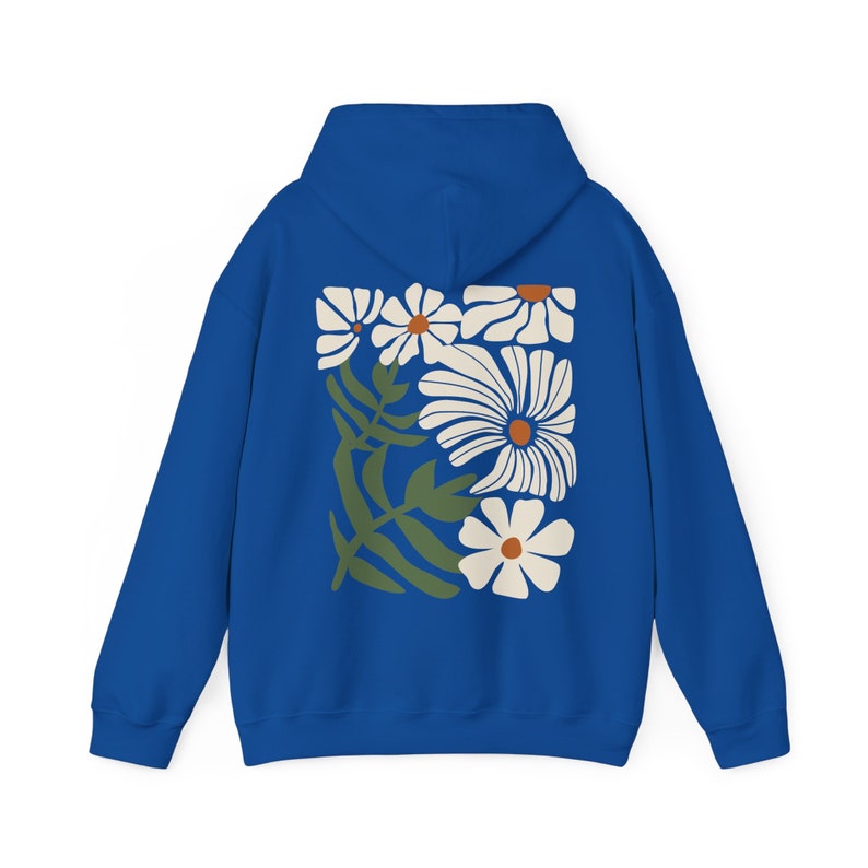Sudadera con capucha de flores bohemias Sudadera con capucha de flores silvestres Sudadera con capucha de flores onduladas Sudadera con capucha de flores silvestres bohemias Sudadera con capucha marrón Camisa floral de margaritas Flores vintage imagen 8