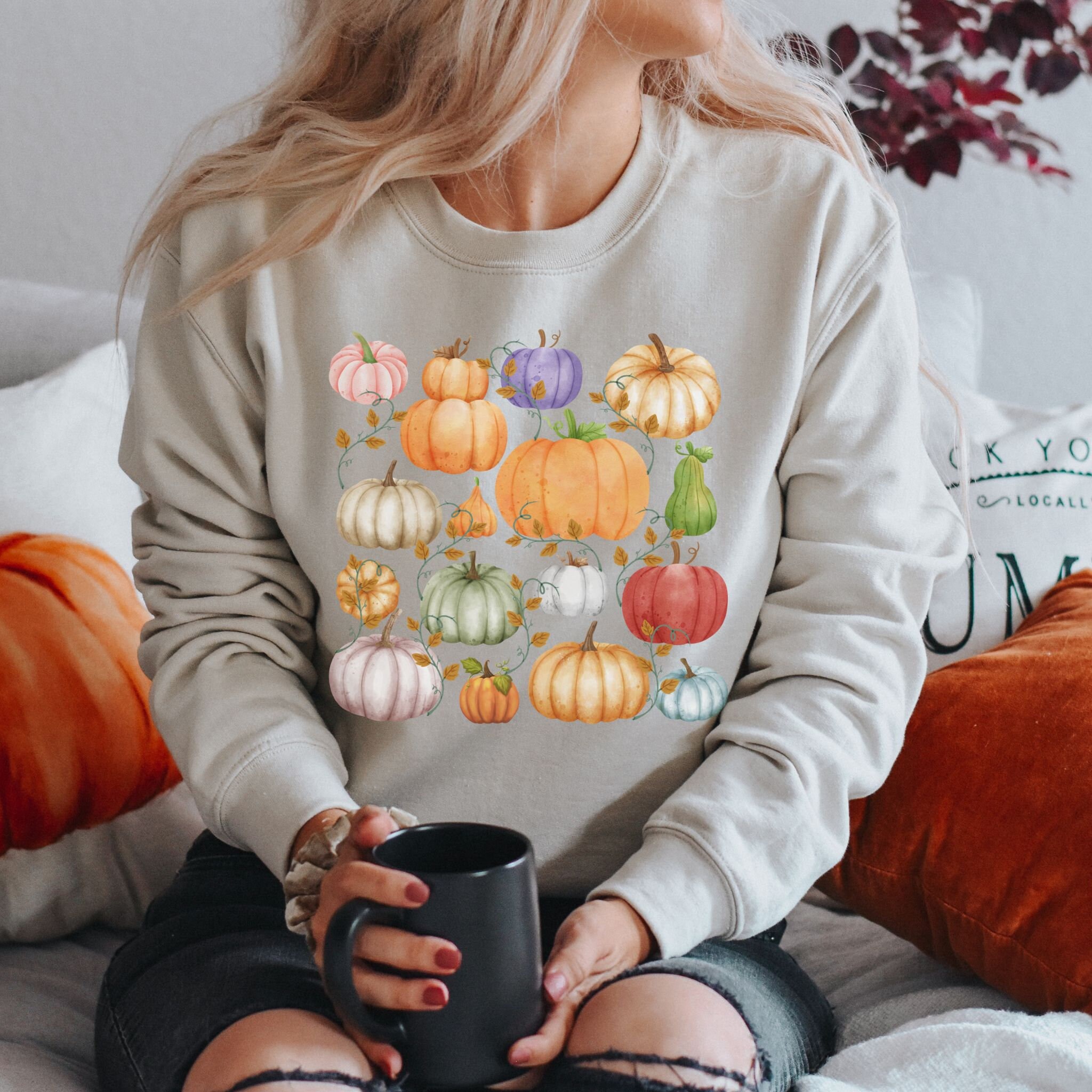 Discover Farm Fresh Pumpkin Sweatshirt For Women Hello Pumpkin Spice Sweatshirt Hey Pumpkin Sweatshirt Fall Pumpkin Sweater Plus Size Fall Sweatshirt