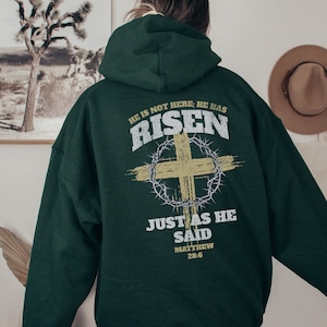 Womens Christian Hoodie Sweatshirt Mens Christian Hoodies Christian Merch Christian Streetwear Christian Clothes He Is Risen Easter Hoodie