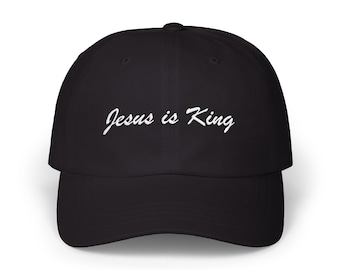 Gestickte Jesus ist König Christian Hut Christliche Geschenke für Frauen Christian Merch Katholische Geschenke Christian Cap für Papa Jesus ist König Hut