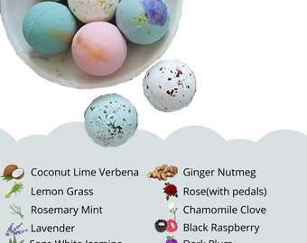 Organic Essential Oil Bath Bombs, Vegan Handmade, 9pc Set