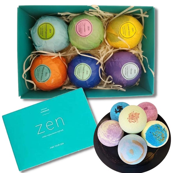 Bath bomb set, Hand Made Vegan Organic  Perfect gift set fits all ages and occasions.6 Extra Large 5.2 oz each