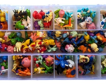 144  and 24 Mini Pokémon figurines with organization box Great For Hours Of Play Or Cake Toppers