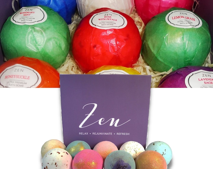 Organic Hand Made with a Natural Essential Oils and Sea Butter Bath Bombs 9 pc Set, 100gr Each