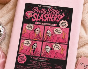 Pretty Little Slashers T-shirt | Retro horror stripboekposter