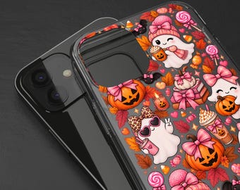 Schattig Halloween-spookjes hoesje (transparant) | iPhone-hoesje met pompoen- en snoepmotief