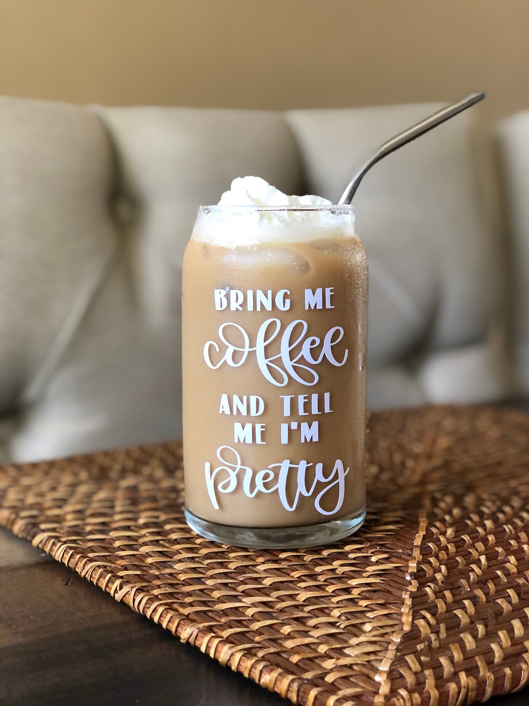 Iced Coffee Glass Tumbler, Hand Crafted Coffee Mug