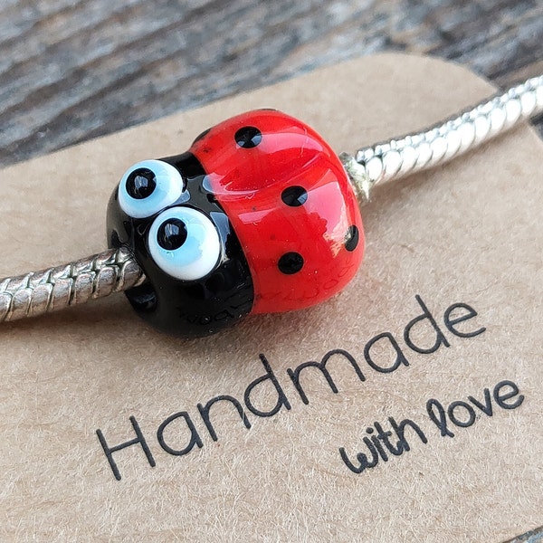 LARGE HOLE BEADS Ladybug charm bracelet Dread beads Dreadlock jewelry Loc Jewelry Big hole beads Glass Ladybug beads Ladybug ornament