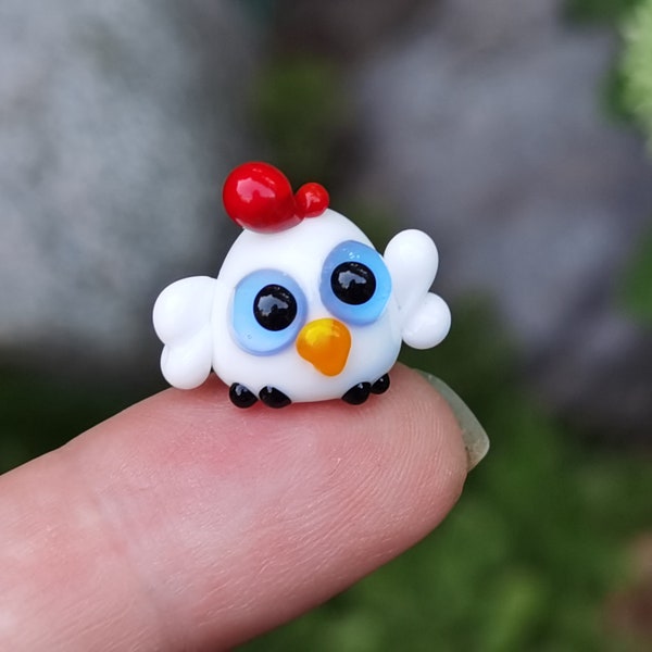 Winzige Glashuhnfigur Miniaturhuhn Glasfiguren Hennefigur Miniaturhenne Glashenne Hahn Kleiner Vogel Glasvogelfigur