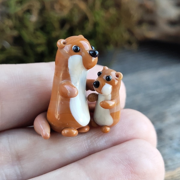 GLASS FIGURINES Ferret figurine Tiny otter gifts miniature otter decor Blown glass art sea otter ornaments Miniature ferret Glass ferret